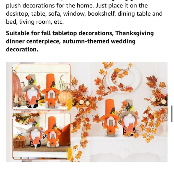 Fall Harvest Gnome Couple Plush Decorations – Burlap & Felt Autumn Decor Set - Picture 13 of 14